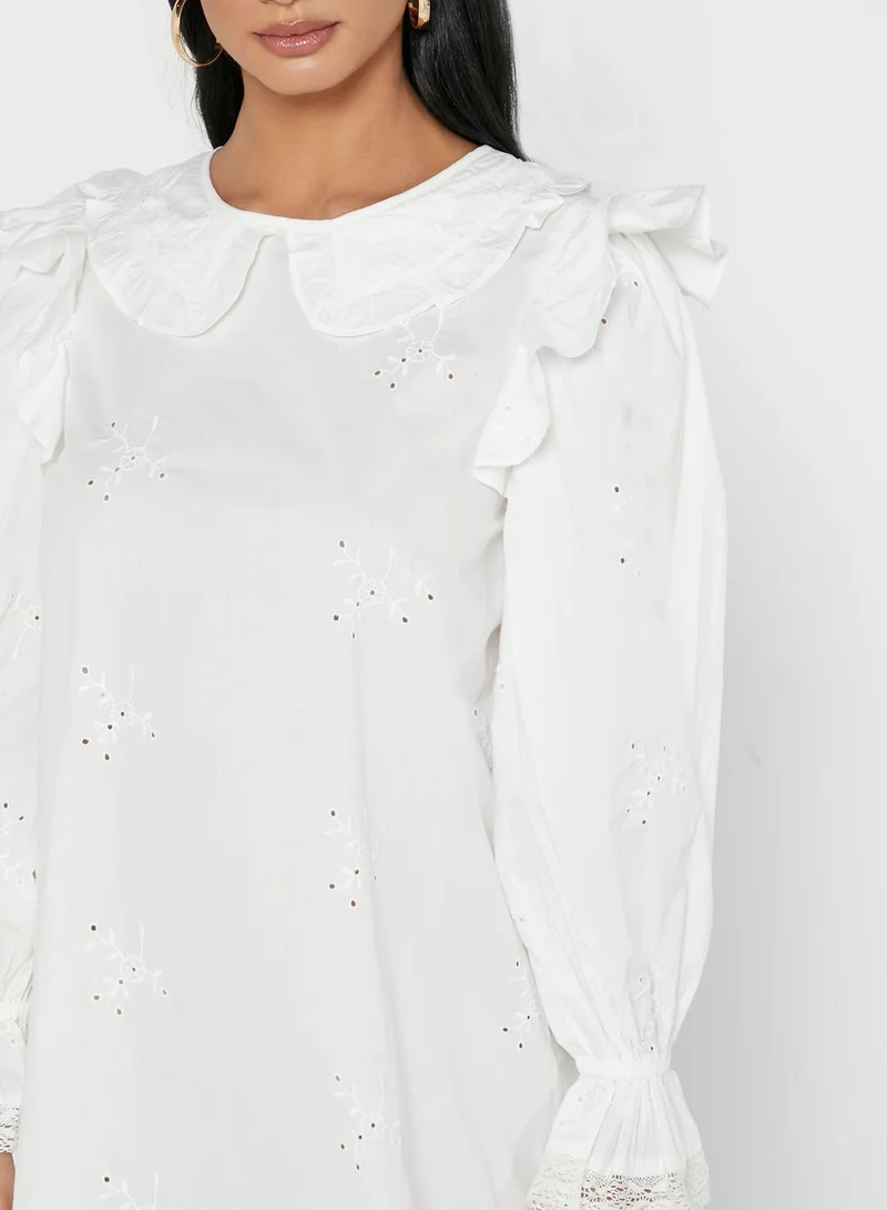 RIVER ISLAND Broderie Collar Smock Dress