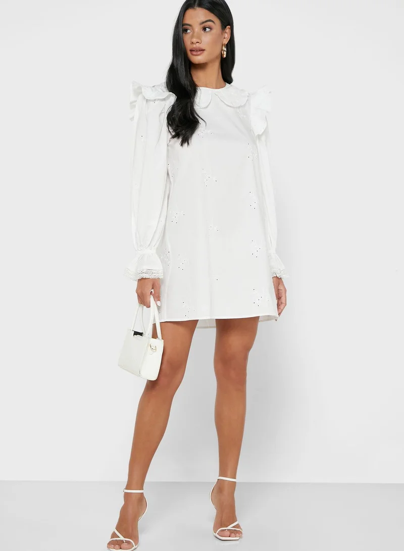 RIVER ISLAND Broderie Collar Smock Dress