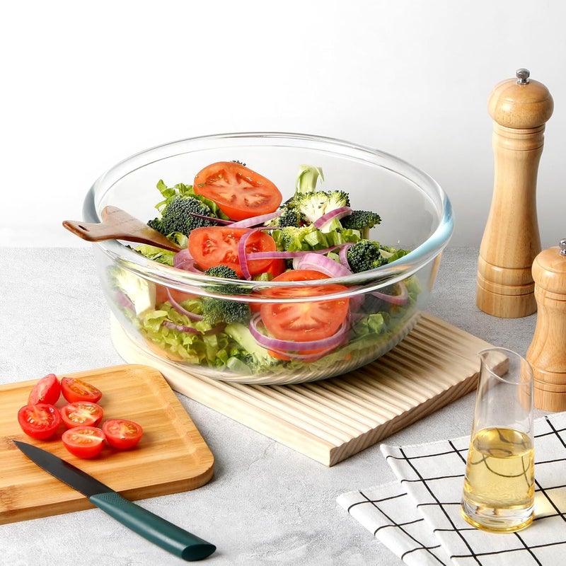 NUTRIUPS 6 Quart Large Glass Mixing Bowl, Clear Large Salad Bowls Glass Big Mixing Bowls for Kitchen - Image 4