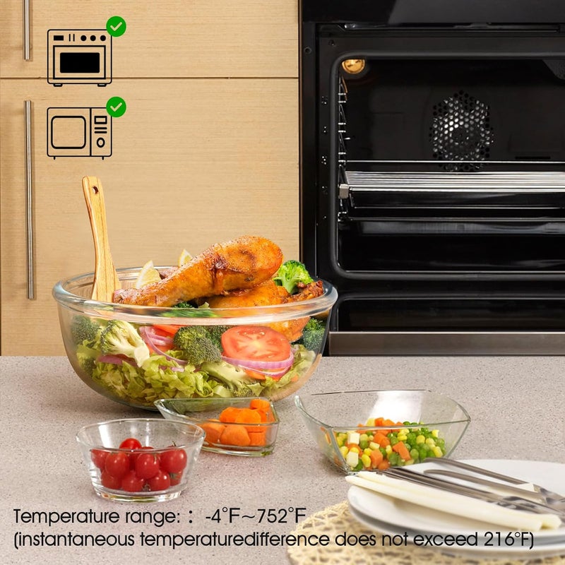 NUTRIUPS 6 Quart Large Glass Mixing Bowl, Clear Large Salad Bowls Glass Big Mixing Bowls for Kitchen - Image 5