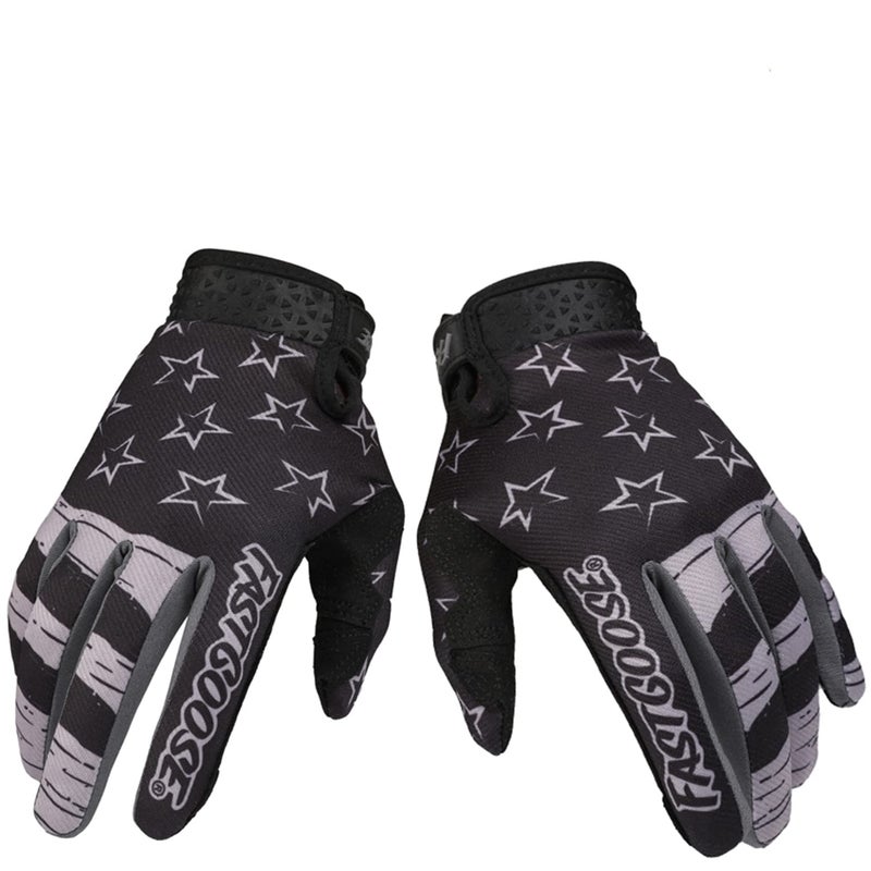 FASTGOOSE Star Motorcycle Bicycle Full Finger Off-Road Racing Gloves Outdoor Sports for Men Women & Mountaineering (Black, Size XL) - Image 1