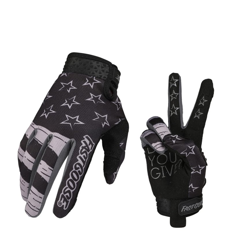 FASTGOOSE Star Motorcycle Bicycle Full Finger Off-Road Racing Gloves Outdoor Sports for Men Women & Mountaineering (Black, Size XL) - Image 2