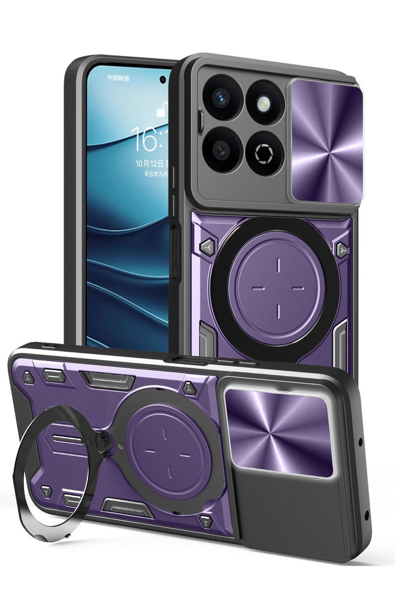 GOLDEN MASK Compatible With Honor X7c Armored Camera Shield Cover Camera Lend Protection, Built-in 360° (Purple)