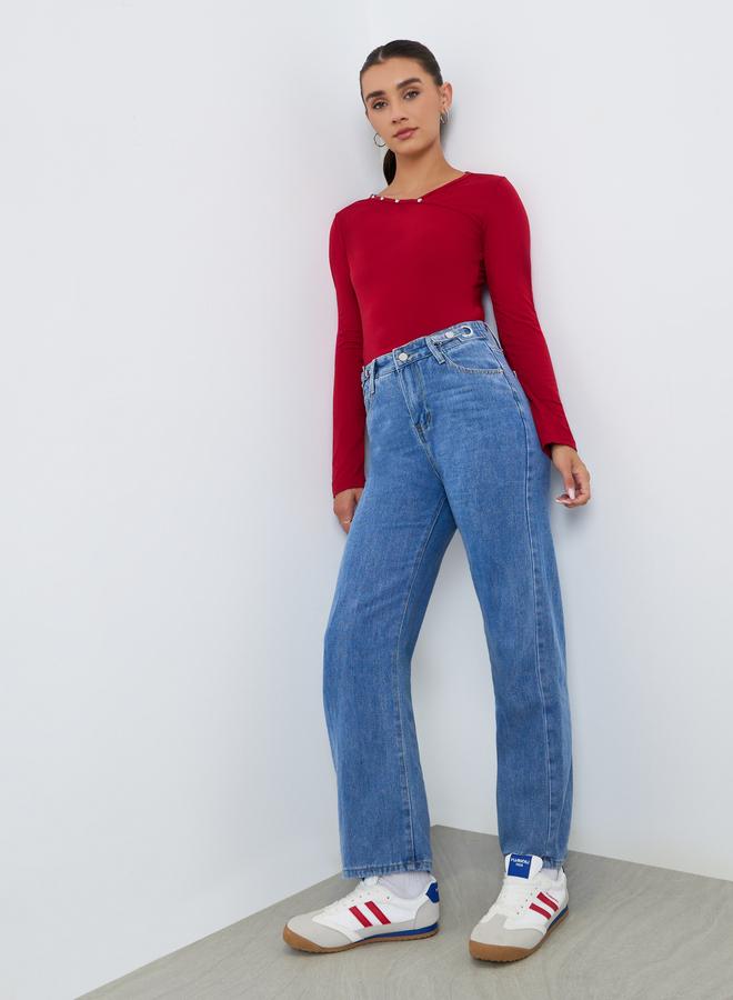 Styli Women Blue Mid Rise Loose Fit Jeans - Image 1