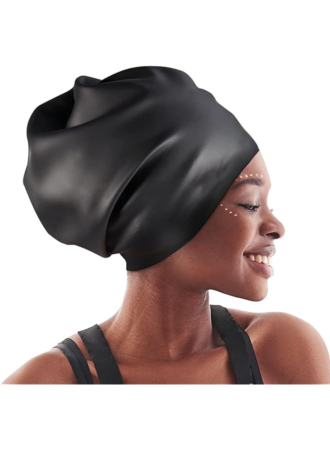 Zaboon Extra Large Swim Cap For Braids And Dreadlocks Extensions Weaves Long Hair Waterproof Silicone Cover Ear Bath Pool Shower Swimming Cap For Adult Youth To Keep Hair Dry Easy To Put On And Off - Image 1