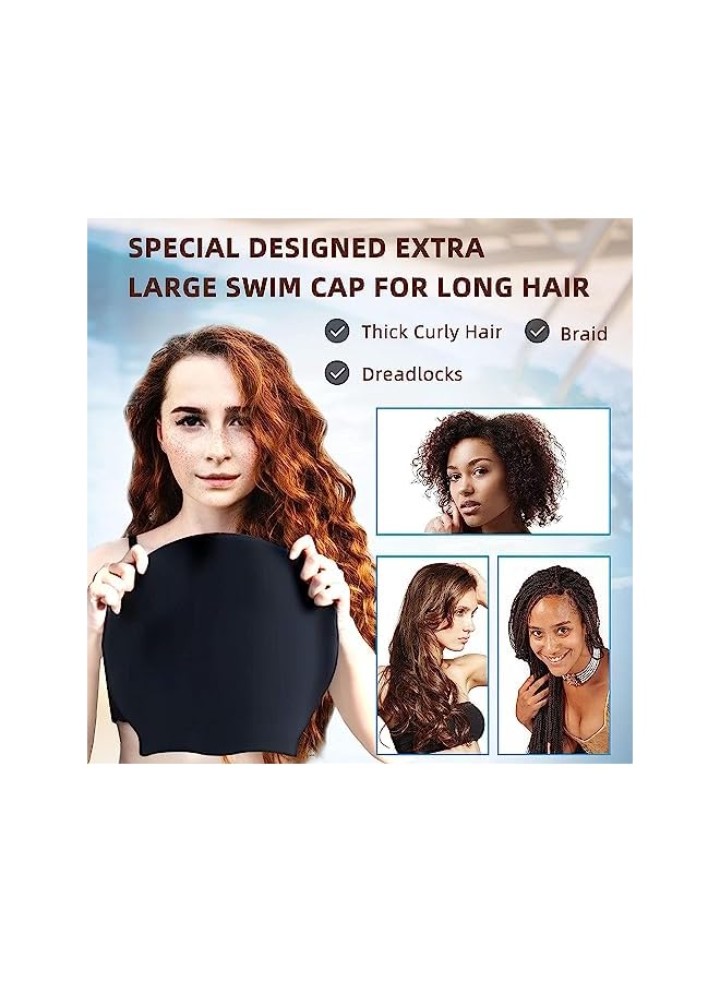 Zaboon Extra Large Swim Cap For Braids And Dreadlocks Extensions Weaves Long Hair Waterproof Silicone Cover Ear Bath Pool Shower Swimming Cap For Adult Youth To Keep Hair Dry Easy To Put On And Off - Image 3