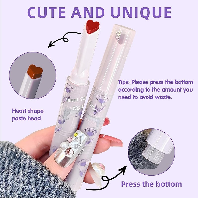 Dulele 6 Colors Matte Jelly Lipstick Moisturizing Lip Oil Set, Hydrating Mirror Finish Lipgloss Heart Shape, Highly Pigmented and Longwear Lip Stain Lip Glaze (Pink, M) - Image 2