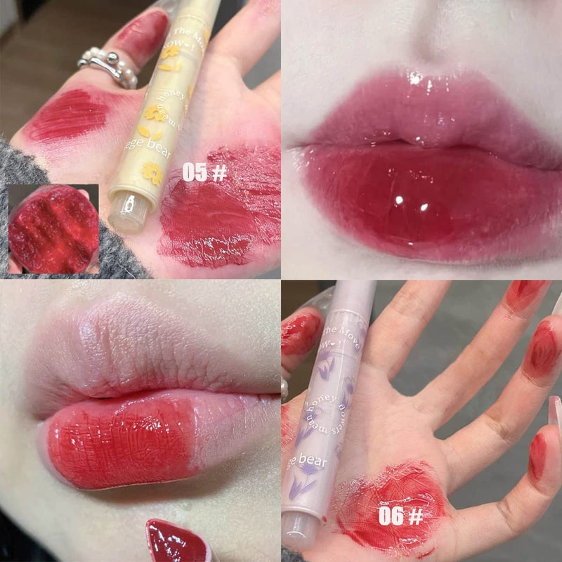 Dulele 6 Colors Matte Jelly Lipstick Moisturizing Lip Oil Set, Hydrating Mirror Finish Lipgloss Heart Shape, Highly Pigmented and Longwear Lip Stain Lip Glaze (Pink, M) - Image 5