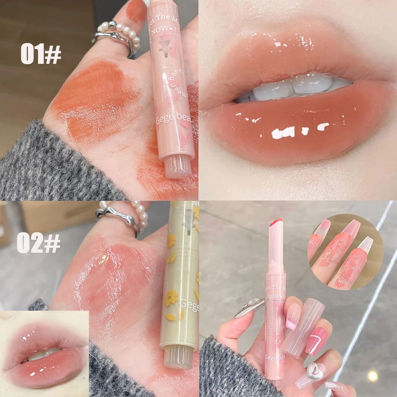 Dulele 6 Colors Matte Jelly Lipstick Moisturizing Lip Oil Set, Hydrating Mirror Finish Lipgloss Heart Shape, Highly Pigmented and Longwear Lip Stain Lip Glaze (Pink, M) - Image 3