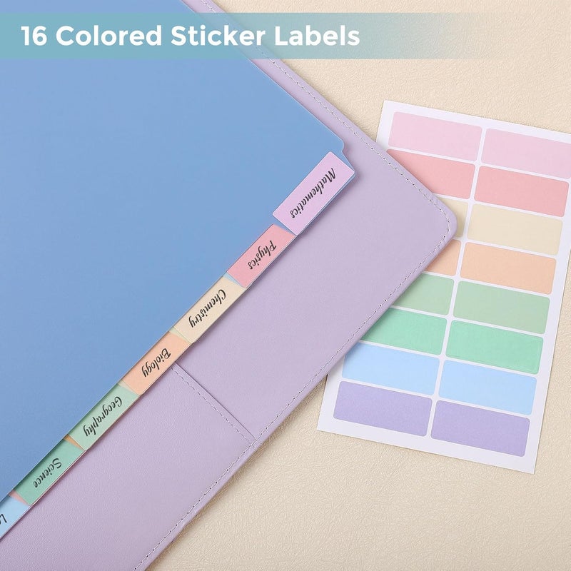 Skydue Durable Plastic 8-Tab Dividers,2sets,Big Tab Dividers for 3 Ring Binder, Write&Erase 3 Ring Binder Dividers with Tabs,with Sticker Labels - Image 3