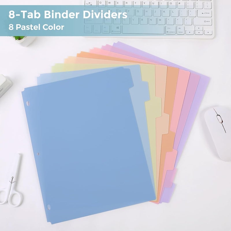 Skydue Durable Plastic 8-Tab Dividers,2sets,Big Tab Dividers for 3 Ring Binder, Write&Erase 3 Ring Binder Dividers with Tabs,with Sticker Labels - Image 2