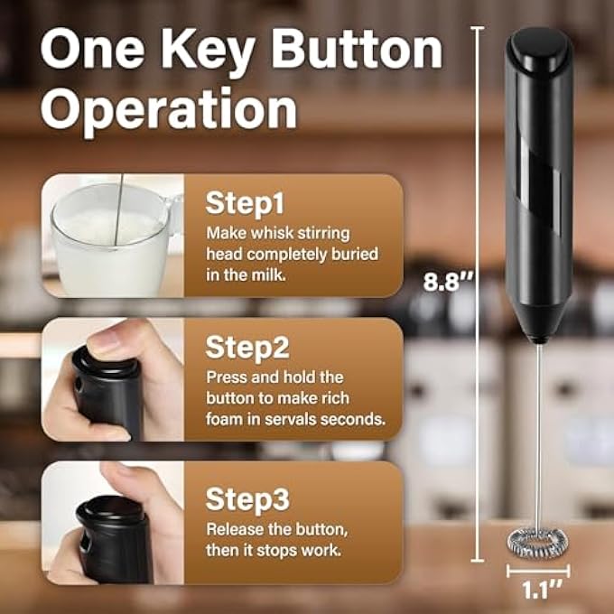 AWH Handheld Milk Frother  Electric Drink Mixer  Foam Maker With Stainless Steel Stand For Coffee Lattes Matcha Frappe  Hot Chocolate - Image 4