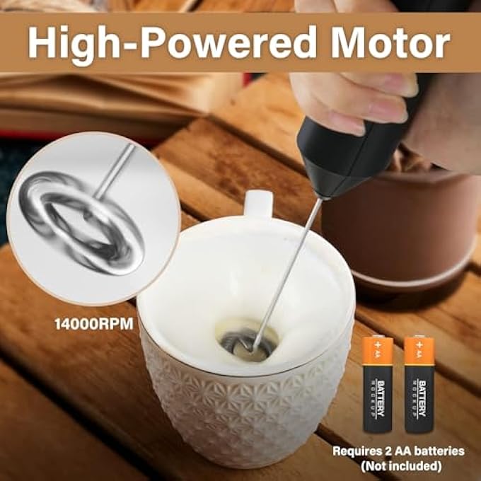 AWH Handheld Milk Frother  Electric Drink Mixer  Foam Maker With Stainless Steel Stand For Coffee Lattes Matcha Frappe  Hot Chocolate - Image 3