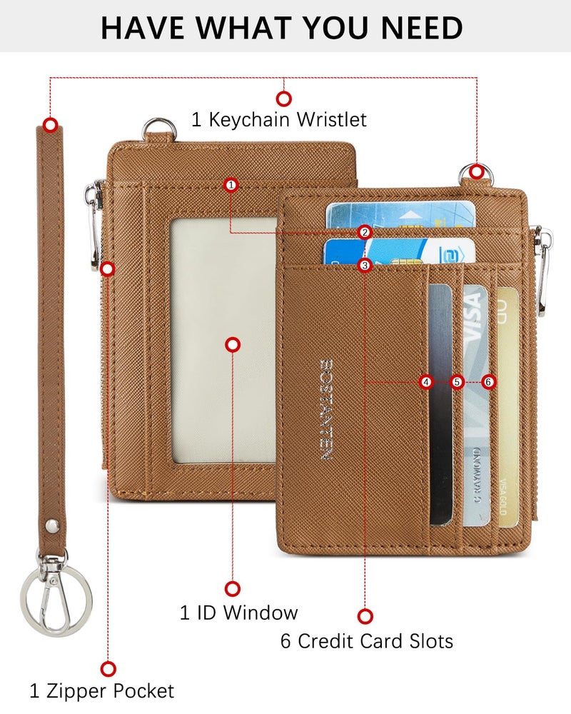 BOSTANTEN Small Wallet For Women RFID Leather Credit Card Holder Slim Wristlet Keychain Wallet With Zipper Pocket - Image 2