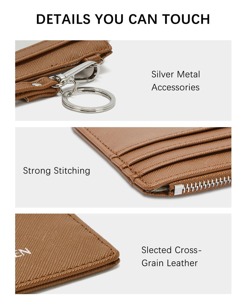 BOSTANTEN Small Wallet For Women RFID Leather Credit Card Holder Slim Wristlet Keychain Wallet With Zipper Pocket - Image 3