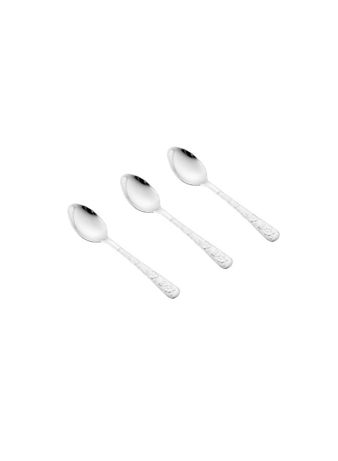 هيك طقم ملاعق حلى من الستانلس ستيل المقاوم للصدأ مكون من 12 قطعة فضي - Image 2