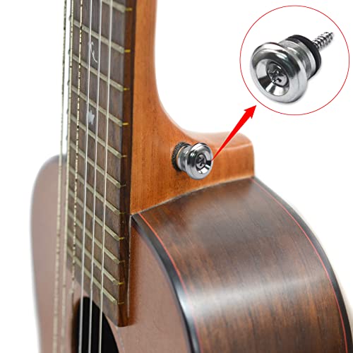 MAXCHEER 2PCS Mushroom Style Guitar Ukulele Bass Strap Lock Lock Metal Music Parts (Chrome) - Image 5