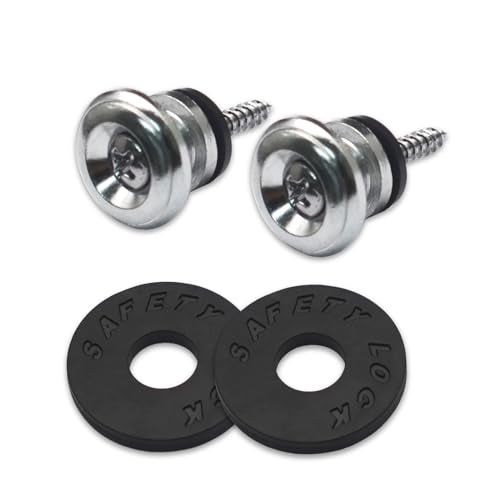 MAXCHEER 2PCS Mushroom Style Guitar Ukulele Bass Strap Lock Lock Metal Music Parts (Chrome) - Image 1