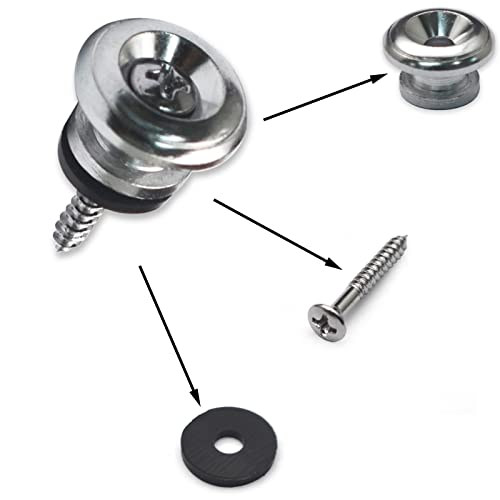 MAXCHEER 2PCS Mushroom Style Guitar Ukulele Bass Strap Lock Lock Metal Music Parts (Chrome) - Image 2