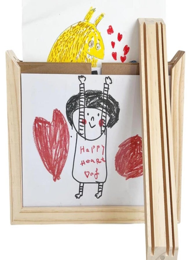 Art Monk Kids Artwork Display Frame | Rotating Wooden Art Holder for Wall | Storage for Multiple Drawings | Front-Opening Art Frame for Kids' Sketches & Crafts - Image 4