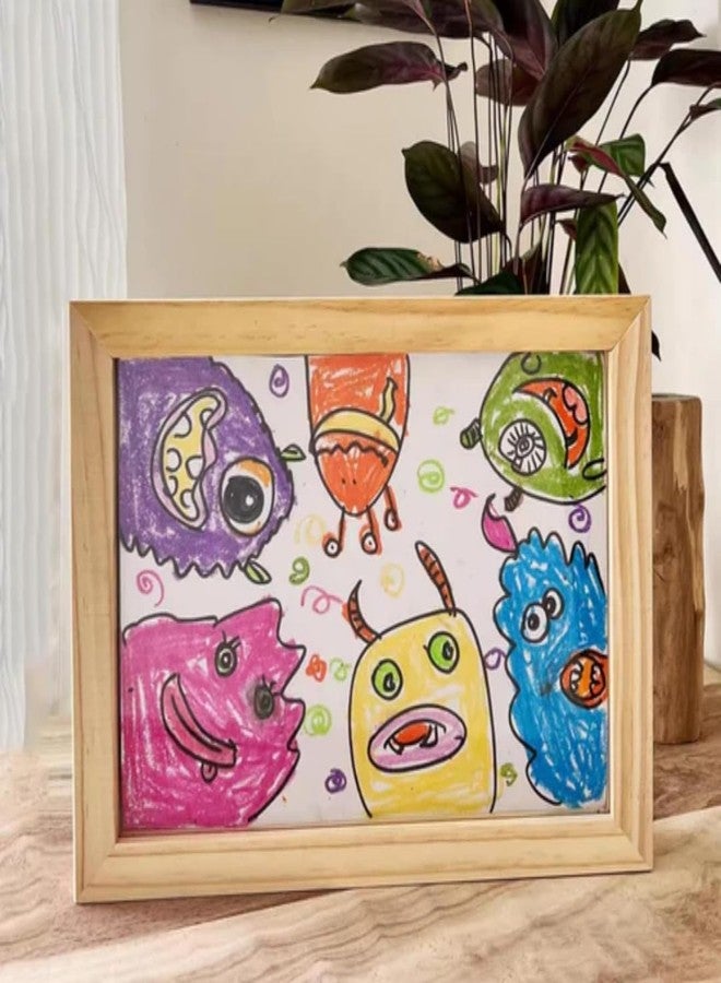 Art Monk Kids Artwork Display Frame | Rotating Wooden Art Holder for Wall | Storage for Multiple Drawings | Front-Opening Art Frame for Kids' Sketches & Crafts - Image 2