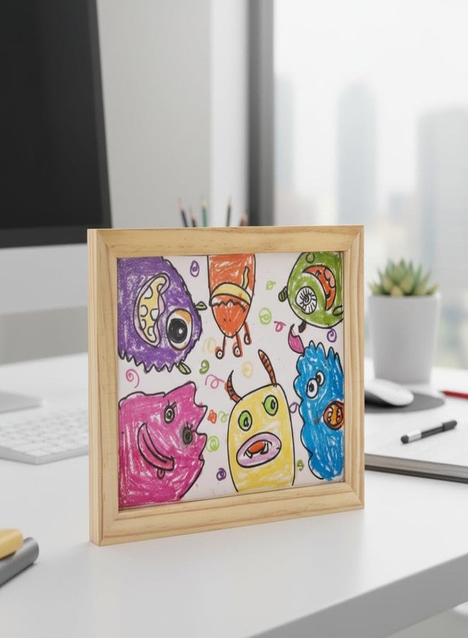 Art Monk Kids Artwork Display Frame | Rotating Wooden Art Holder for Wall | Storage for Multiple Drawings | Front-Opening Art Frame for Kids' Sketches & Crafts - Image 3