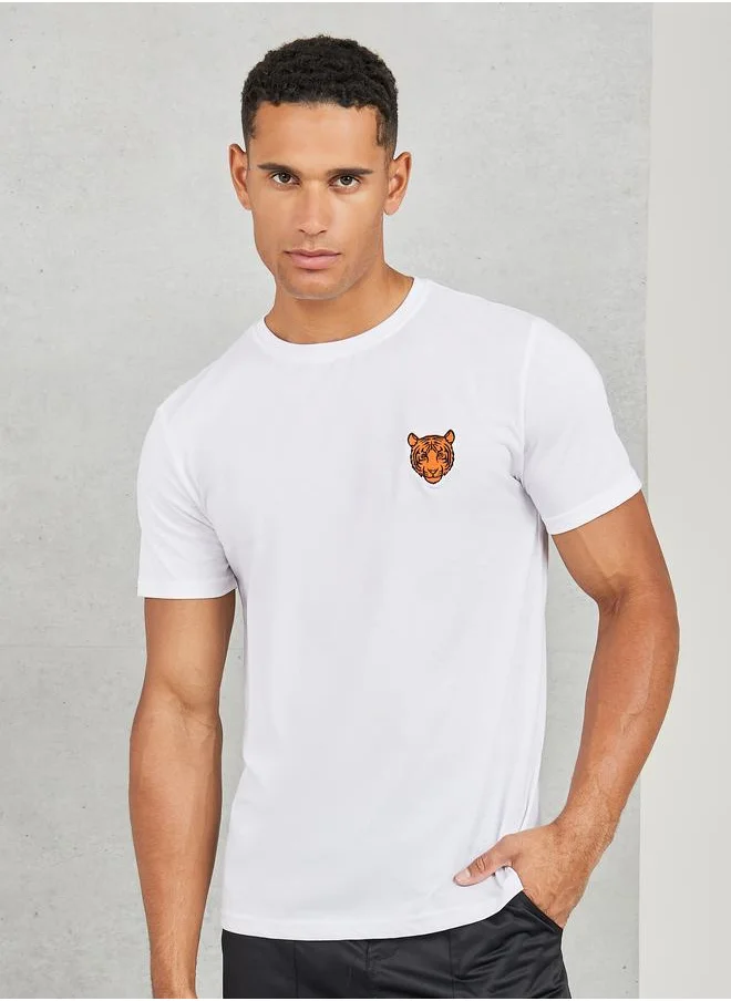 Styli Tiger Embroidered Cotton Rich Regular Fit T-Shirt