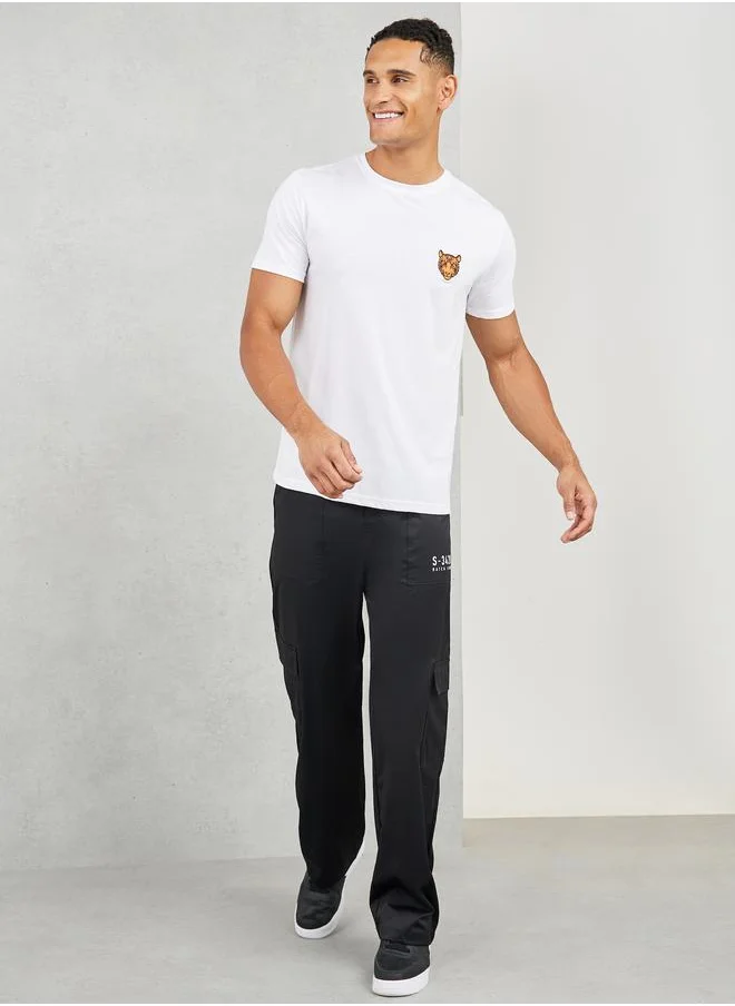 ستايلي Tiger Embroidered Cotton Rich Regular Fit T-Shirt