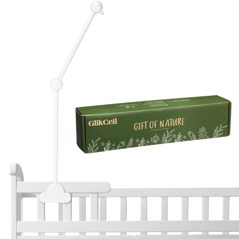 GlikCeil Wooden Baby Crib Mobile Arm 2717 Inches Cloud Design Adjustable Baby Mobile Hanger for Crib Cot Bed Bassinet Wind Chimes Bed Bell NurseryWhite