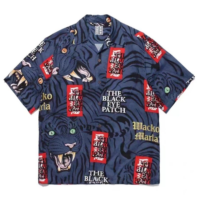 WACKOMARIA Exclusive Cloud Tiger Hawaiian Shirt Blue  - Image 1