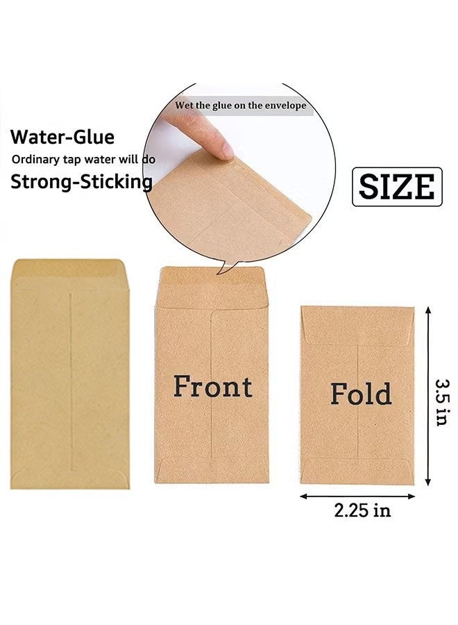 Happy D 100-piece multicolor seed envelopes, small coin envelopes, self-adhesive kraft paper envelopes, for cash, seeds, small parts, stamps, storage, office, gardening, or wedding gifts (2.25"×3.5") - Image 5