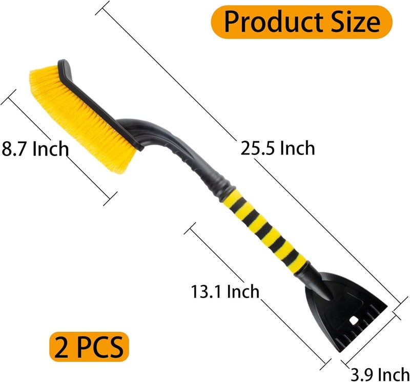 ecocstm 2 PCS Snow Brush and Detachable Ice Scraper, Snow Brush for Car Windshield with Foam Grip and 45° acute angle Brush Head, 25.5 Inch Snow Brush with Ice Scrapers for Christmas Car, Trucks, SUVs - Image 2