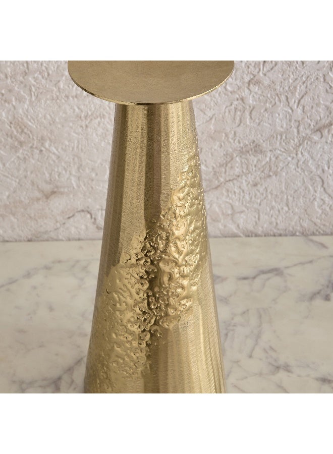 Home Box Melrose Litt Aluminium Textured Pillar Candleholder - 12x12x34 cm - Image 3