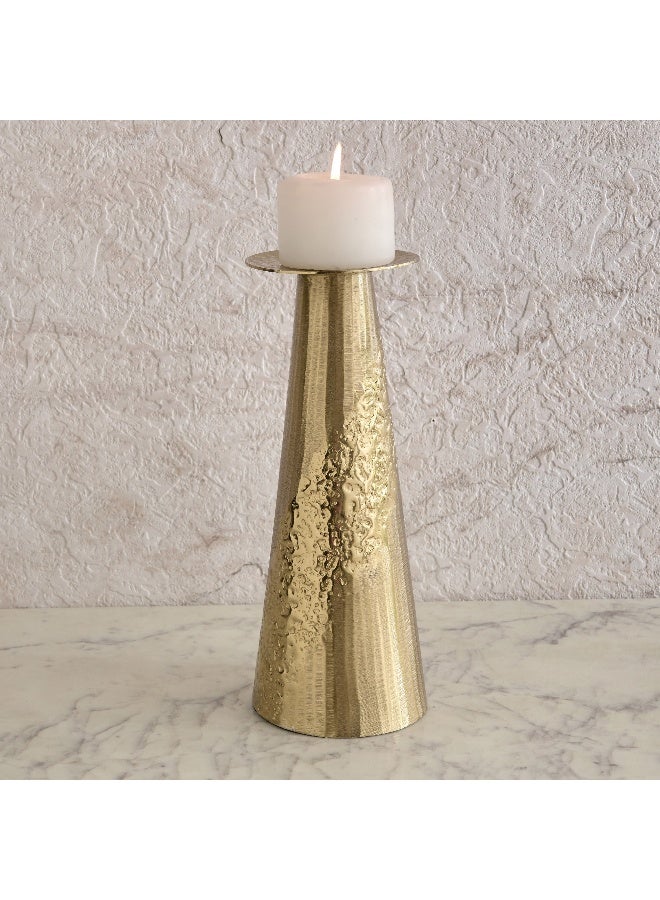 Home Box Melrose Litt Aluminium Textured Pillar Candleholder - 12x12x34 cm - Image 1