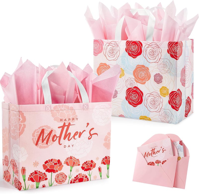 YANGTE 2 Pack 13" Large Mother's Day Gift Bags with Tissue Paper - Image 1