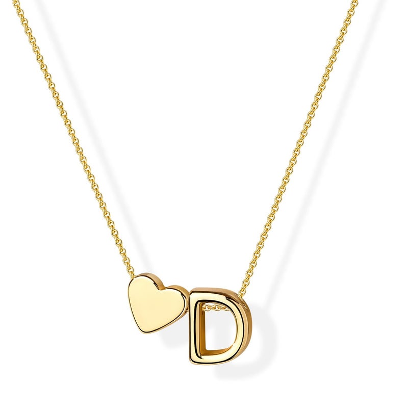 Inerney Gold D Necklace for Girl, Dainty Heart Initial D Necklace for Women, 14K Gold Plated Letter D Pendant Necklace, Customized Gift for Girls Wife Mom - Image 1