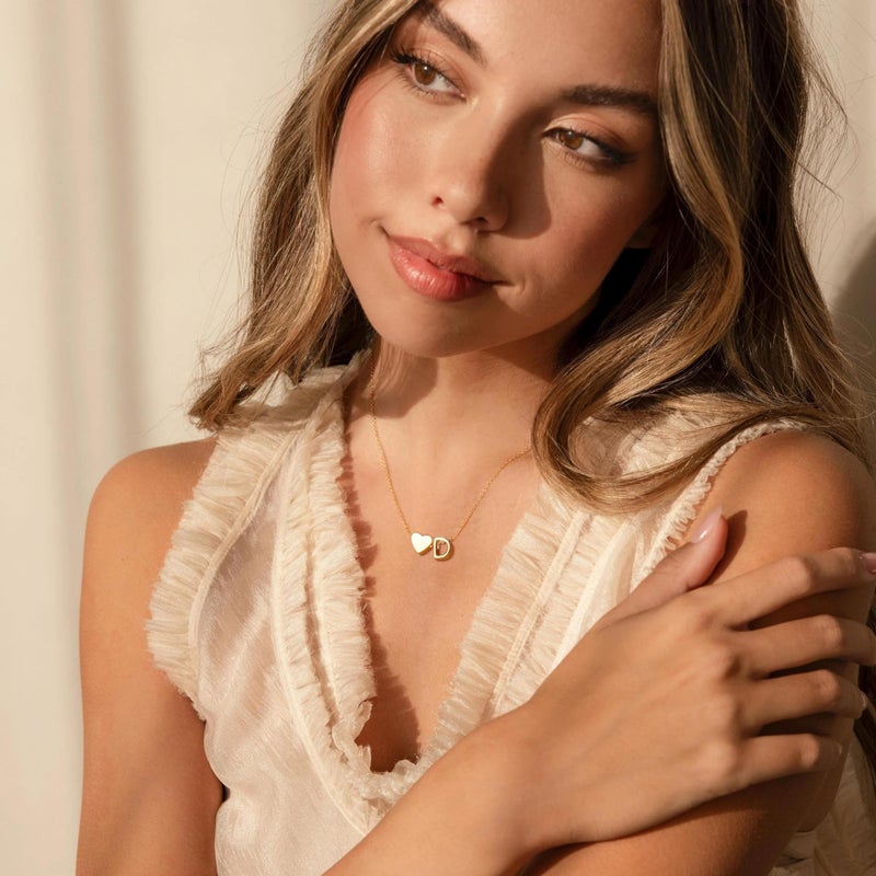 Inerney Gold D Necklace for Girl, Dainty Heart Initial D Necklace for Women, 14K Gold Plated Letter D Pendant Necklace, Customized Gift for Girls Wife Mom - Image 5