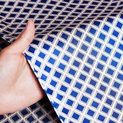 Lonxu Pajamas Set Mens Silk Satin Pajamas Long Sleeve Loungewear Two-Piece Sleepwear Button-Down Pj Set S-XXXXL (Blue Dot, S) - Image 4