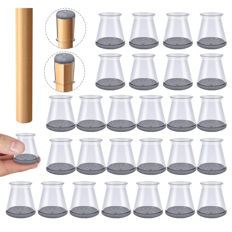 OASMU 32 Pcs Chair Leg Protectors for Hardwood Floors, Silicone Felt Furniture Leg Cover Pad for Protecting Floors from Scratches and Noise, Smooth Moving, X-Small(Fit Round Diameterï¼š1/2" to 5/16") - Image 1