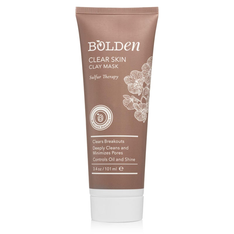 BOLDEN Clear Skin Clay Mask | Made with Sulfur for Deep Pore Cleansing & Preventing Breakouts | Pore Minimizer and Oil Reducer for Sensitive Skin | 3.5 fl oz - Image 1