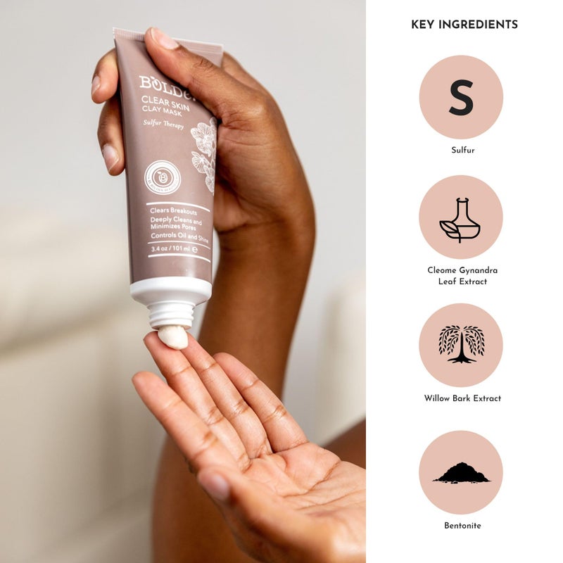 BOLDEN Clear Skin Clay Mask | Made with Sulfur for Deep Pore Cleansing & Preventing Breakouts | Pore Minimizer and Oil Reducer for Sensitive Skin | 3.5 fl oz - Image 5