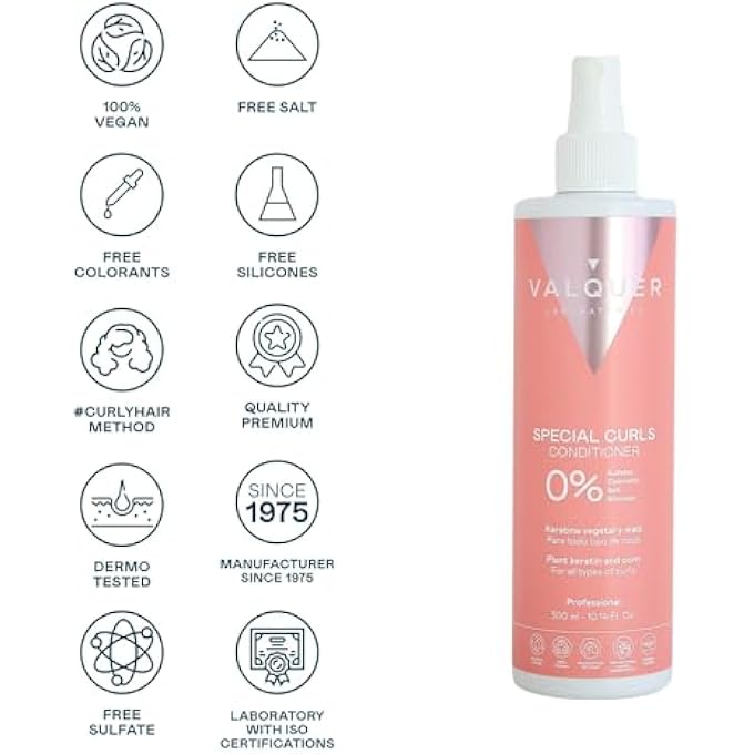 Valquer Laboratorios VALQUER PROFESIONAL SPECIAL CURLY CONDITIONER FOR CURLY HAIR, SULFATE FREE, SALT FREE -CURLY GIRL METHOD UP TO 96% NATURAL ORIGIN (300ML) - Image 3