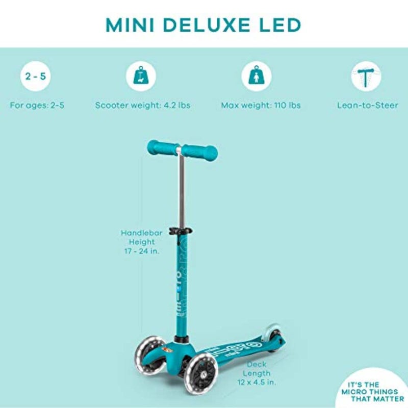 Micro Kickboard | Mini Deluxe LED | Three-Wheeled | Lean-to-Steer Swiss-Designed Micro Scooter | Motion-Activated Light-Up Wheels | Toddlers & Children Ages 2-5 - Image 3