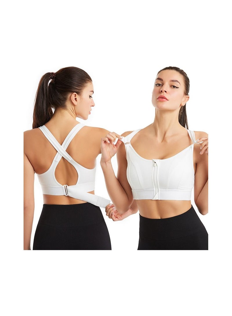 Loquat Front Zipper No Steel Ring Gathering Shock Proof Sports Bra 