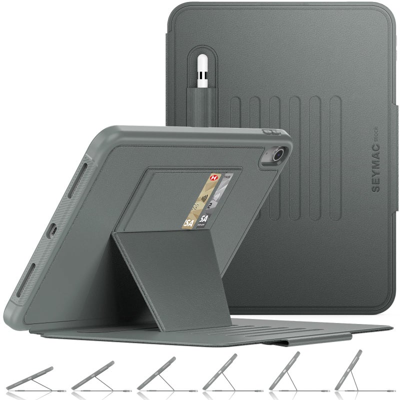 SEYMAC stock Case for iPad (A16) 11th/10th Generation 11''/10.9'', Strong Magnetic Auto Sleep Shockproof Case with Absorbing Multi-Angles Stand, Pen Holder, Card Slot (Gray) - Image 1