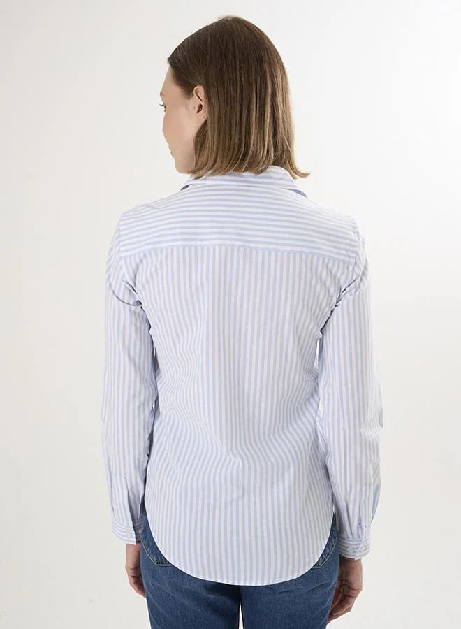 FELIX HARDY Blue Striped Long Sleeve Shirt for Women | Best Price UAE