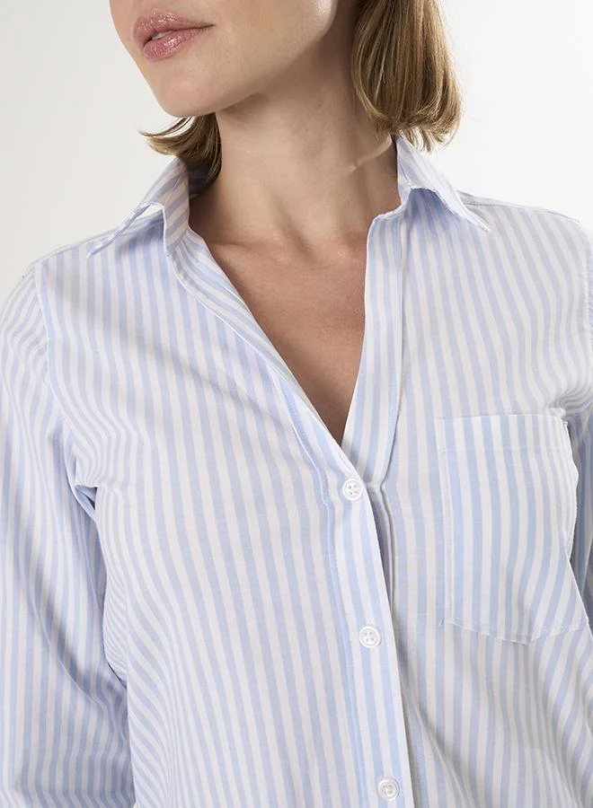 FELIX HARDY Blue Striped Long Sleeve Shirt for Women | Best Price UAE