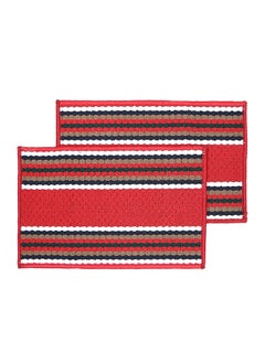 Status Contract Anti Slip Front Monsoon Doormat| Living Room Rug |Polypropylene Floor Mat for Home|Essential Small Rug for Office, Bedroom & Kitchen|- Pack of 2 (Red), 38 X 58 Cm  - Image 1