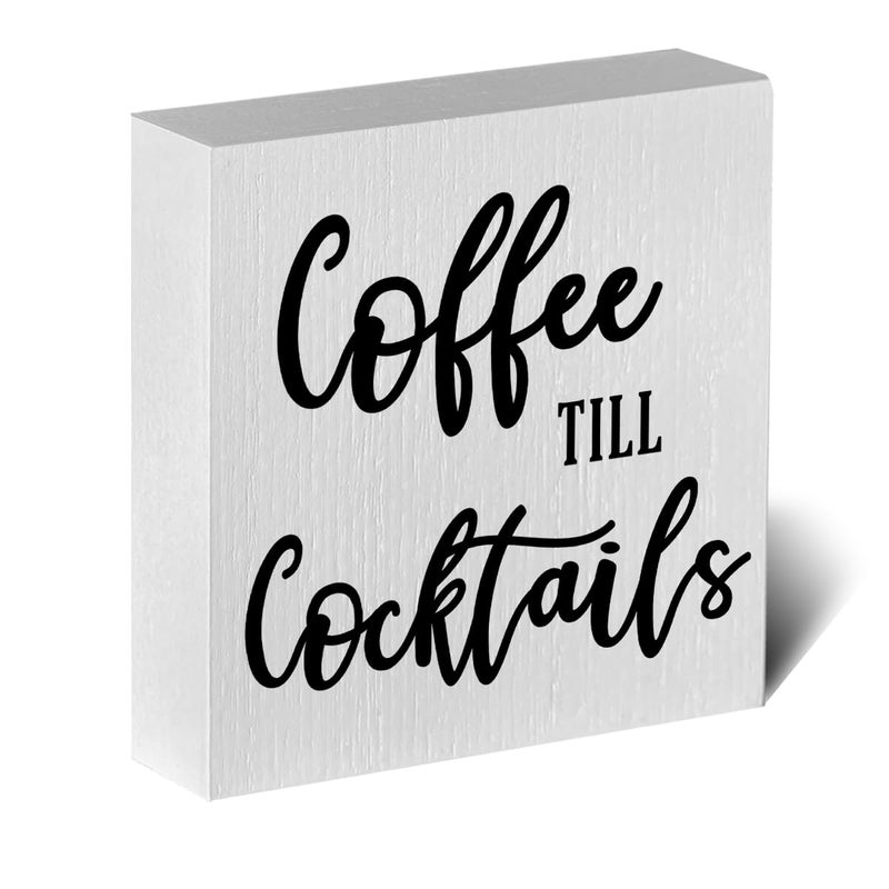ENGVZ Coffee Table Decor Rustic Desk Decor Coffee Station Accessories Coffee Bar Sign Farmhouse Wood Box Sign Coffee Corner Decor Coffee Bar Supplies Kitchen Sign For Home Shelf Countertop Cafe Coffee Shop - Image 1