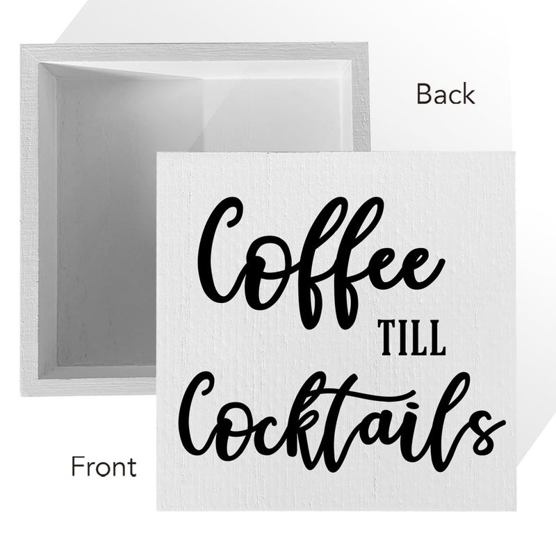 ENGVZ Coffee Table Decor Rustic Desk Decor Coffee Station Accessories Coffee Bar Sign Farmhouse Wood Box Sign Coffee Corner Decor Coffee Bar Supplies Kitchen Sign For Home Shelf Countertop Cafe Coffee Shop - Image 3